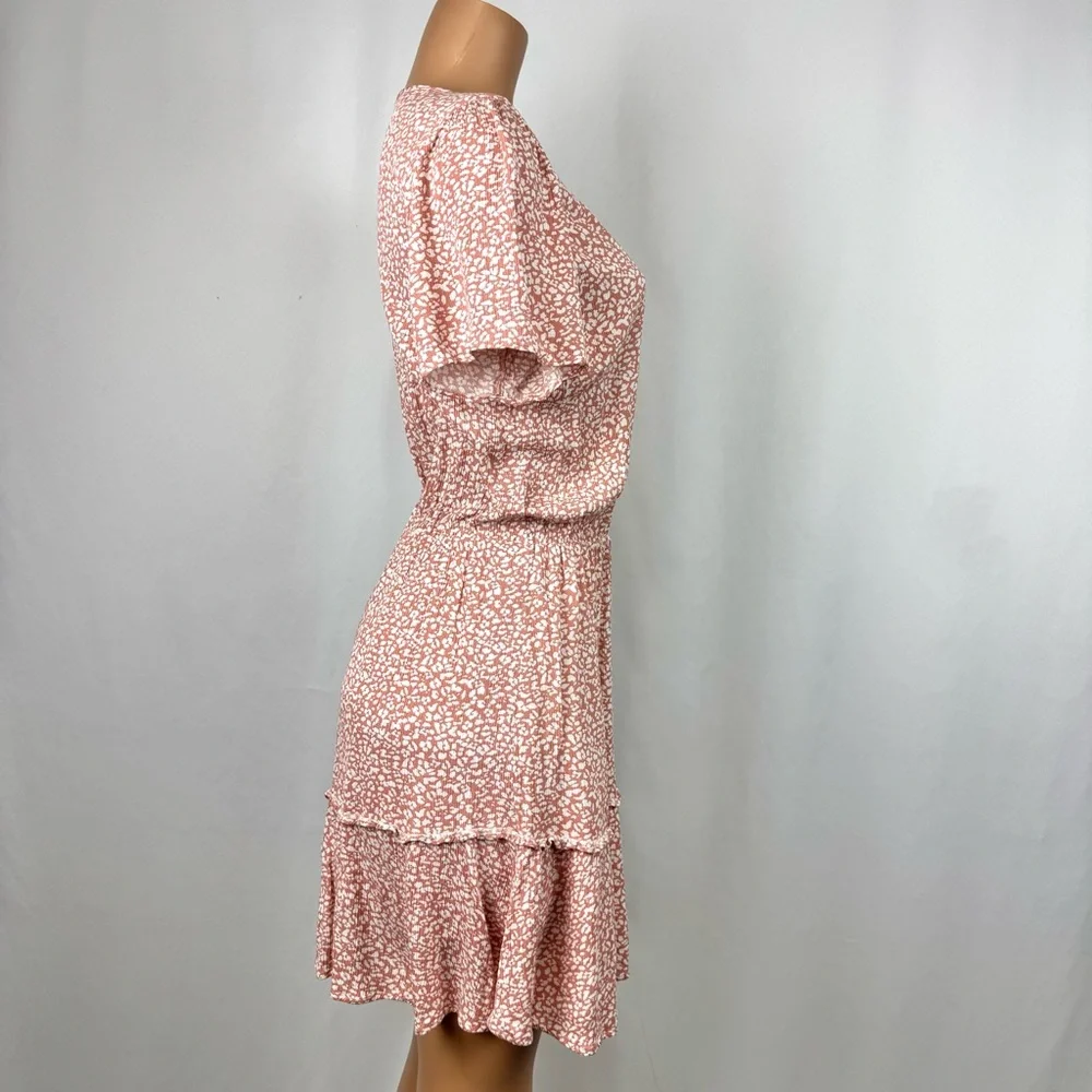 Abercrombie & Fitch Dress Ditsy Pink Leopard Mini Y2K 90s Summer Casual Sz M - Picture 3 of 13